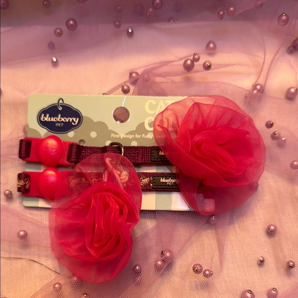 Blueberry Pet Red Floral Cat Collar